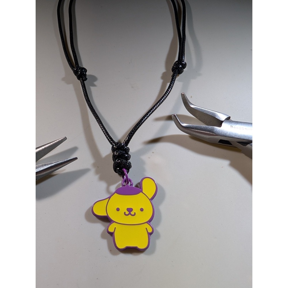Sanrio Pompompurin Adjustable Cord Necklace Yellow Purple Kawaii Charm 14-27in